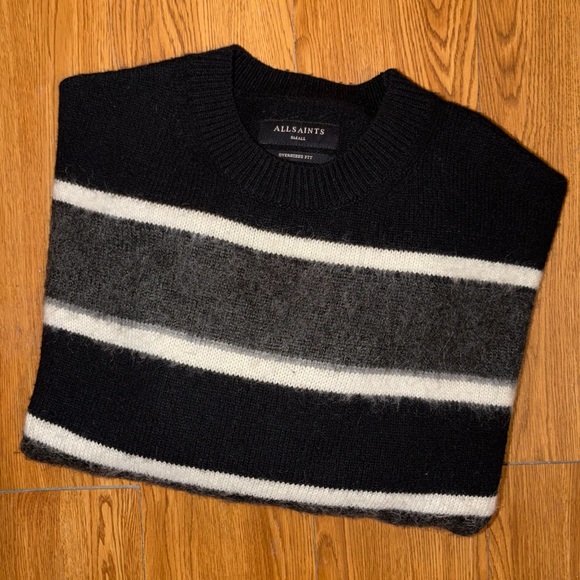 All Saints Other - Allsaints Edi Crew Neck Jumper Black / White Mohair